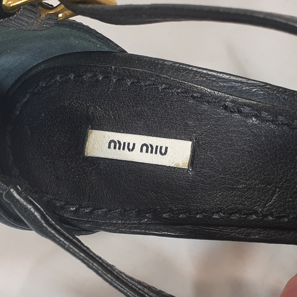 Miu Miu black leather platform heels size 38.5 size 8.5 - Picture 6 of 11